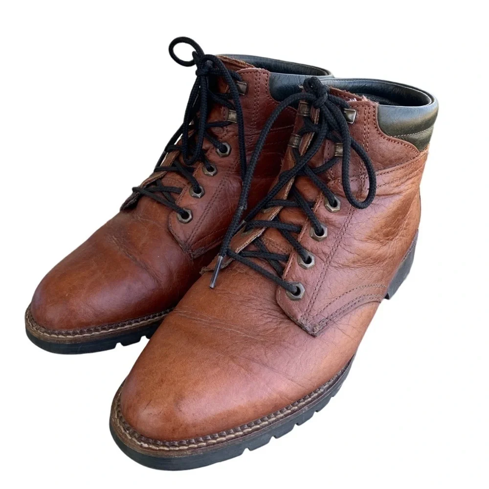 H.S. Trask Mens Brown Leather Ankle Lace Up Chukka Boots Size 10 M Made in USA